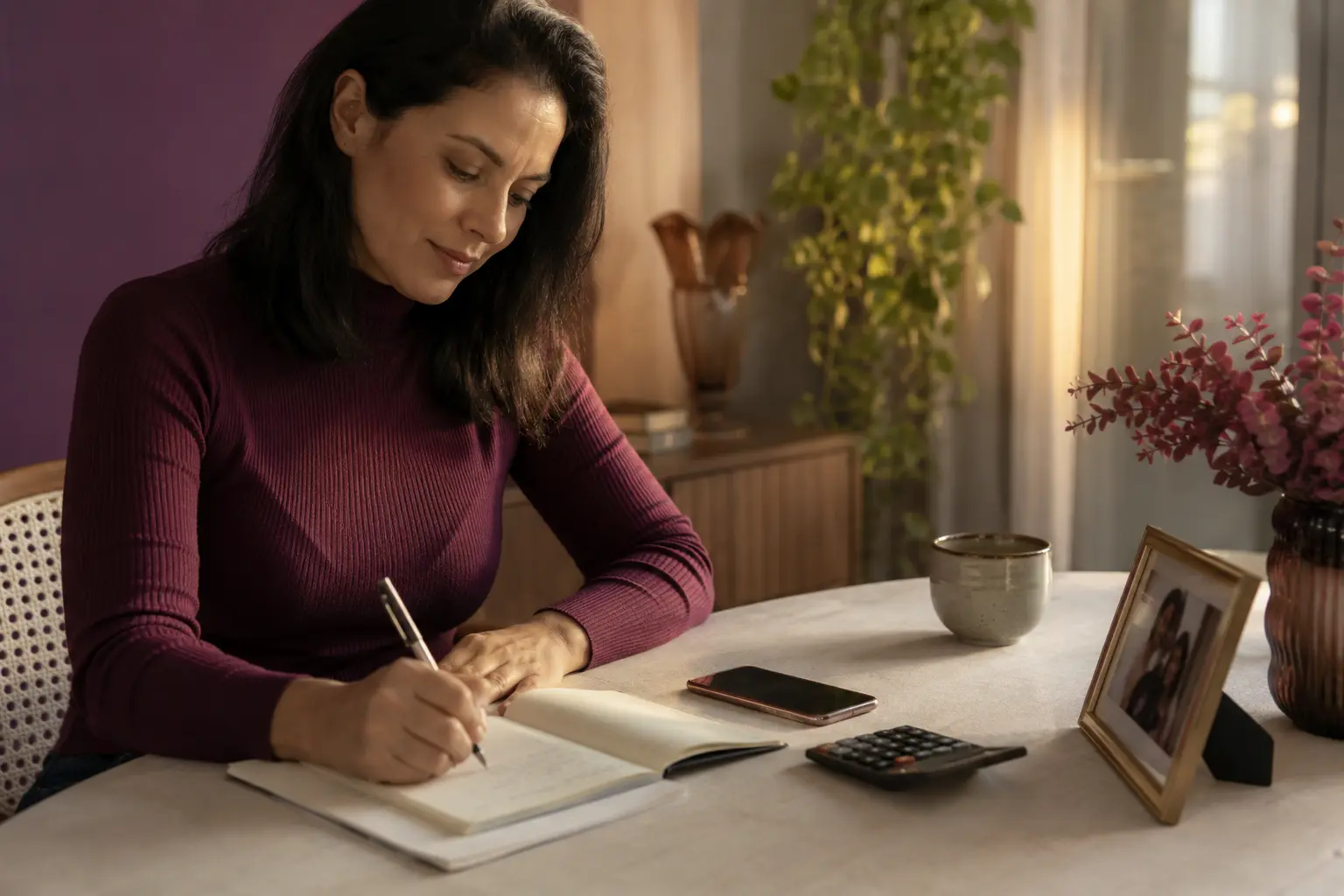 Mulher organizando um planejamento financeiro